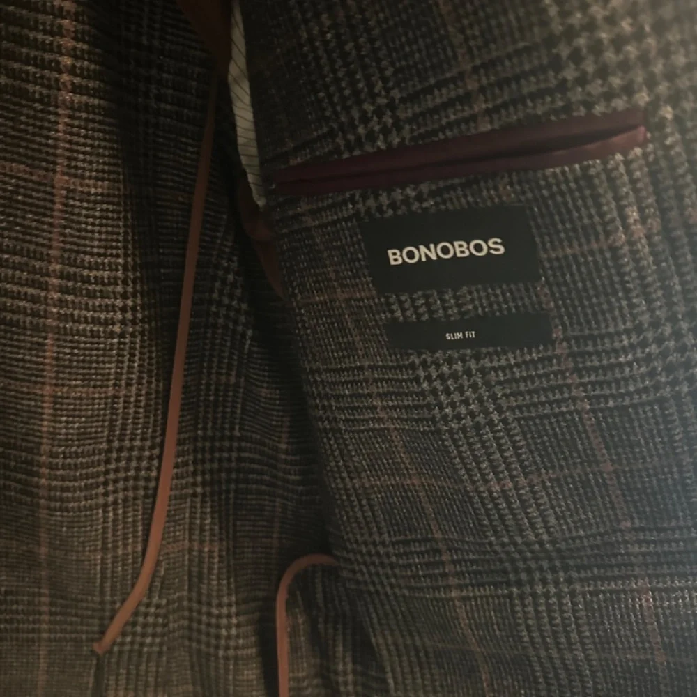 Bonobos Grey Glen Plaid Sport Coat with Subtle Brown Windowpane